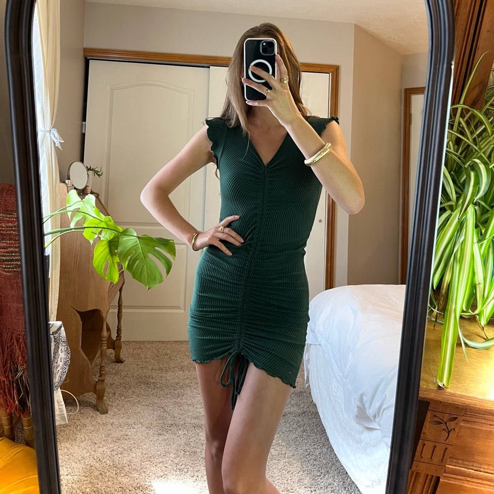 ANTISTAR ribbed green mini dress